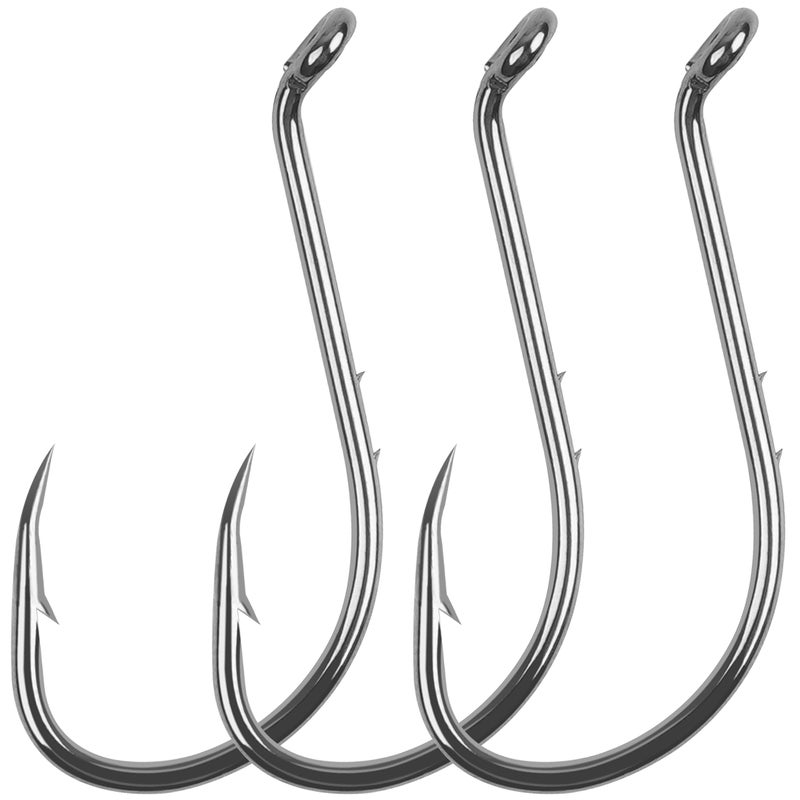 SILANON Octopus Fishing Hooks-120pcs Barbed Baitholder High Carbon Steel Offset Circle Octopus Hooks Extra Sharp Jig Fish Hooks for Freshwater Saltwater Size 8-6/0 - Image 1